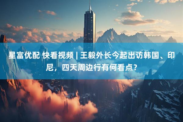 星富优配 快看视频 | 王毅外长今起出访韩国、印尼，四天周边行有何看点？